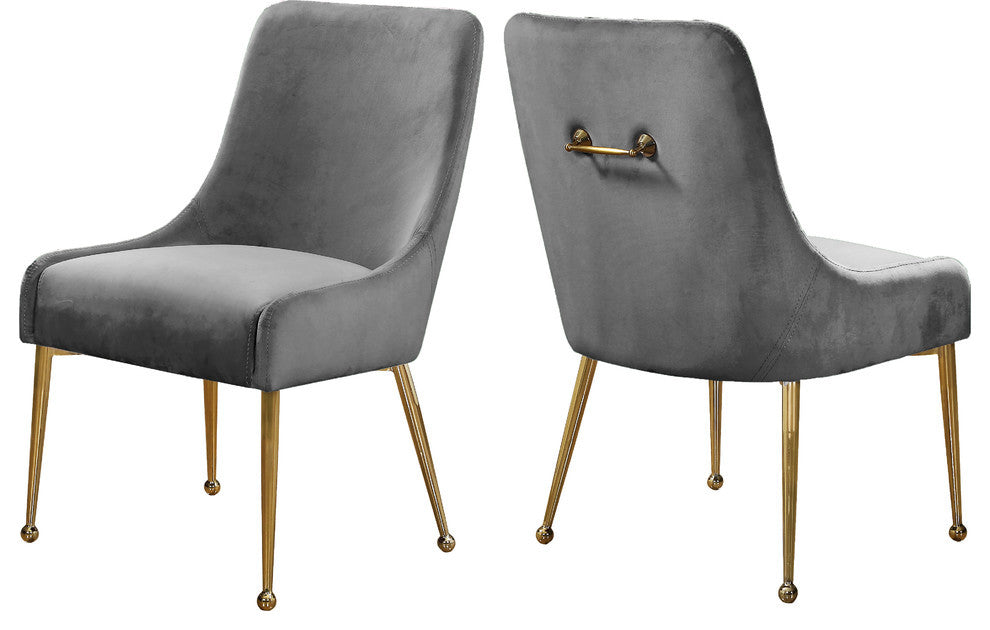 Owen Velvet Dining Chair, Set of 2, Gray