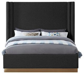 Halton Boucle Fabric Bed, Black, King