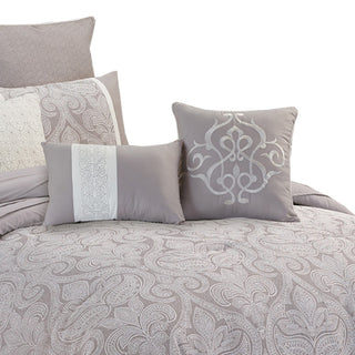 Benzara BM225210 Queen Size 9 Piece Fabric Comforter Set, White