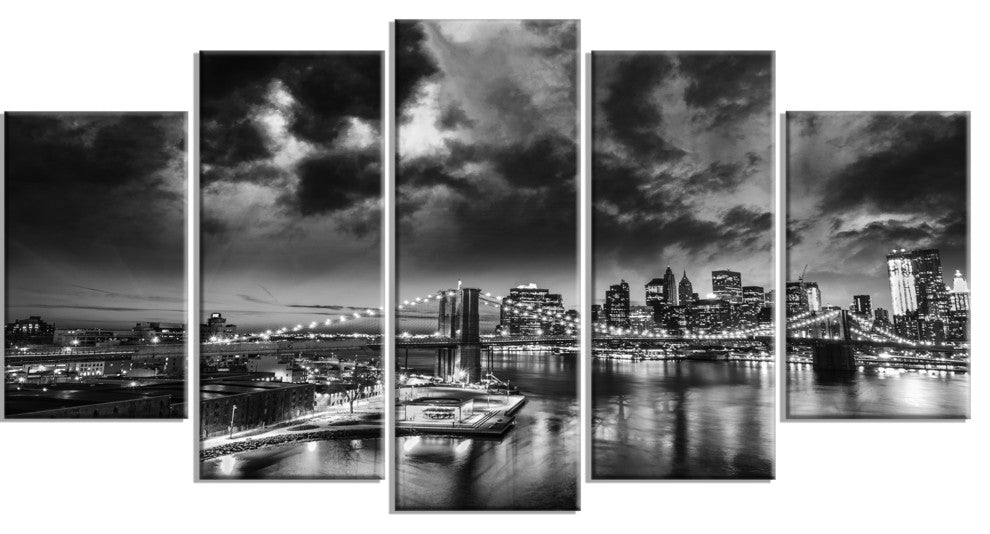 "Amazing Night in New York City" Canvas Print60"x32", 5-Panels