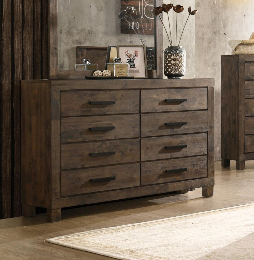 8 Drawers Wooden Dresser, Golden Brown