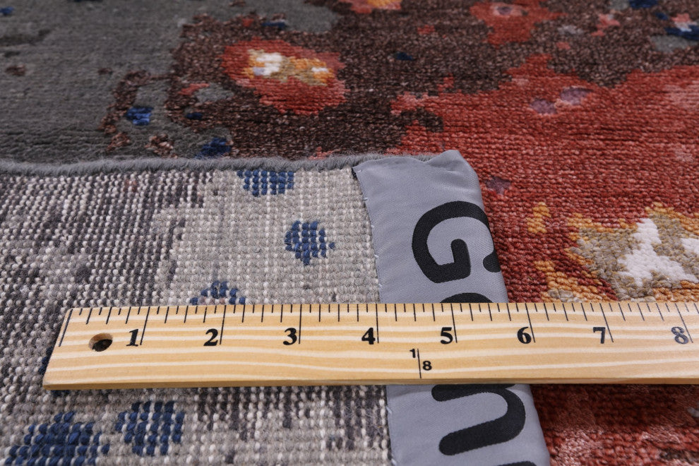 3' 11" X 6' 0" Abstract Wool and Silk Hand Knotted Rug Q6170