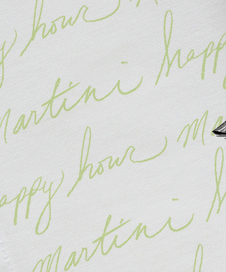 19"x19" Martini Glass Text Fade, Geometric Print Napkins, Set of 4, Green