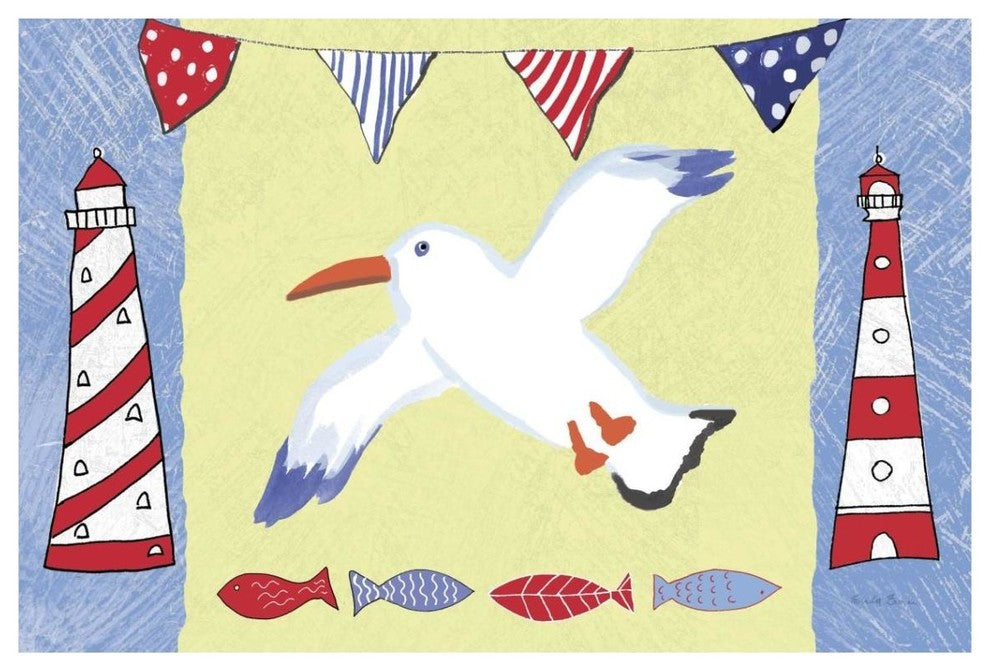"Coastal Bird III" Digital Paper Print by Farida Zaman, 38"x26"