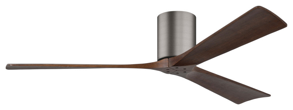 Irene-3H Flush Mounted 60" Ceiling Fan, Brushed Pewter and Walnut Blades