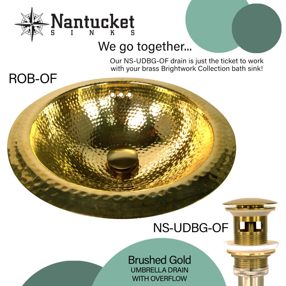 Nantucket Sinks Round Hand Hammered Brass Lavatory Sink