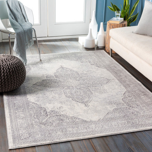 Surya Roma ROM-2304 9'x12'3" Rug, White/Light Gray/Medium Gray