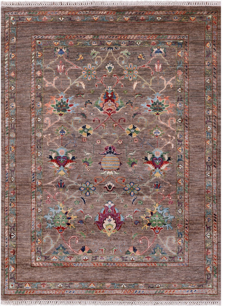 5' 1" X 6' 9" Hand Knotted Persian Tabriz Wool Rug Q10144