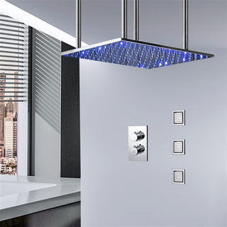 Bolsena 20" Digital LED Rainfall Shower System, 3 Jetted Body Sprays, Chrome