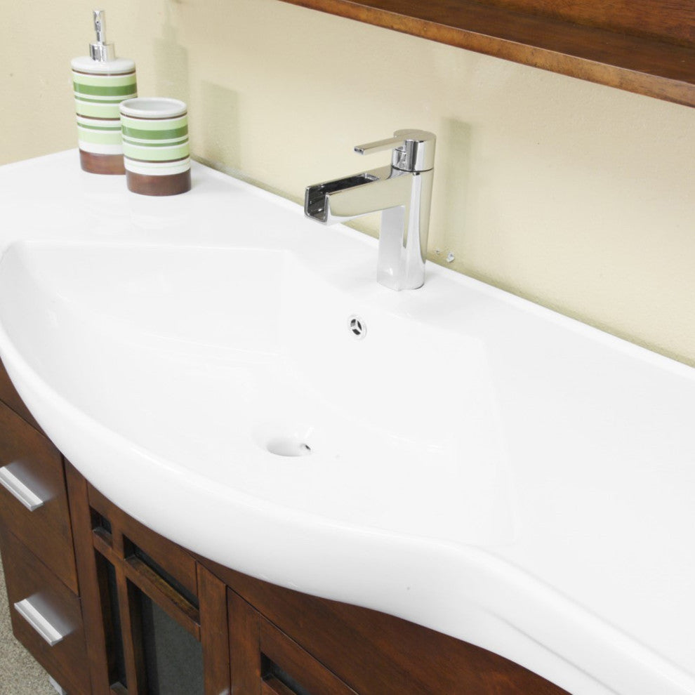 48" Single Sink Vanity, Wood Walnut Finish and Mirror