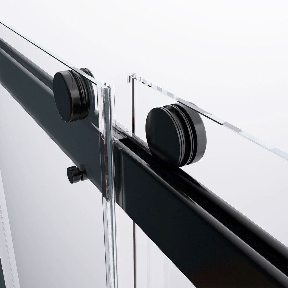 60"/72" W x 79" H Double Sliding Frameless Shower Door, Matte Black;, 60" X 79";
