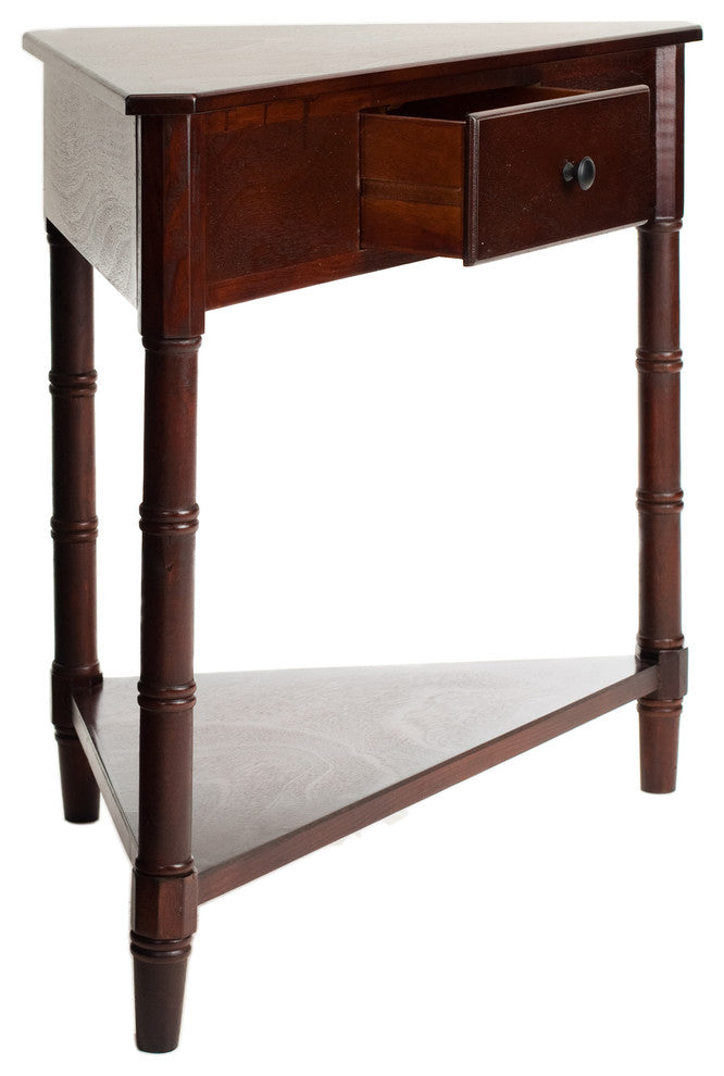 Safavieh Gomez Corner Table With Storage Drawer, Dark Cherry