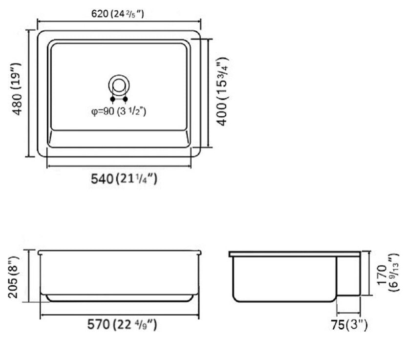 24-inLx 19-inW Farmhouse Apron Front White Kitchen Sink