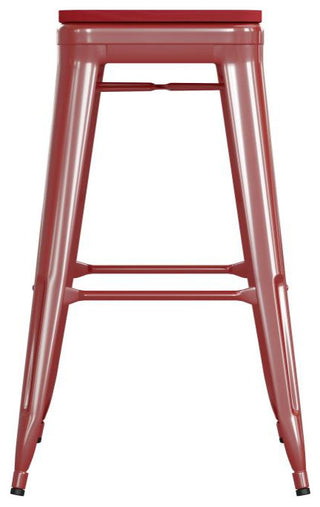 Kai Commercial Grade 30"H Metal Counter Stool, Red/Red
