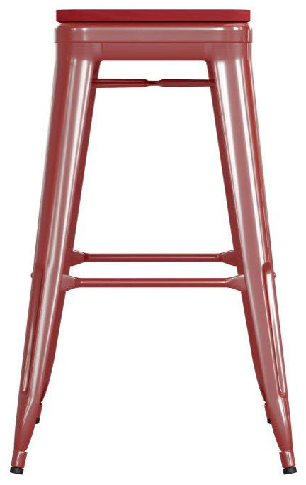 Kai Commercial Grade 30"H Metal Counter Stool, Red/Red