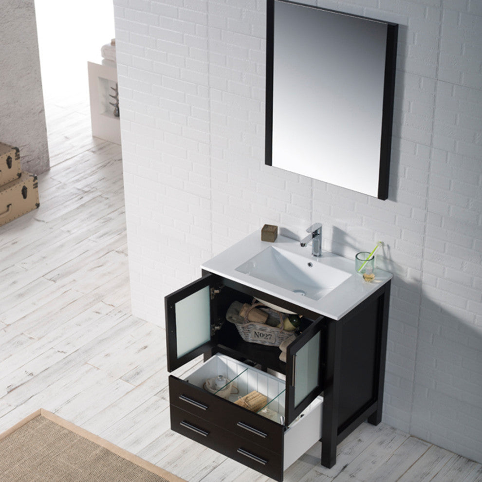 Sydney 30" Vanity Set With Mirror, Espresso