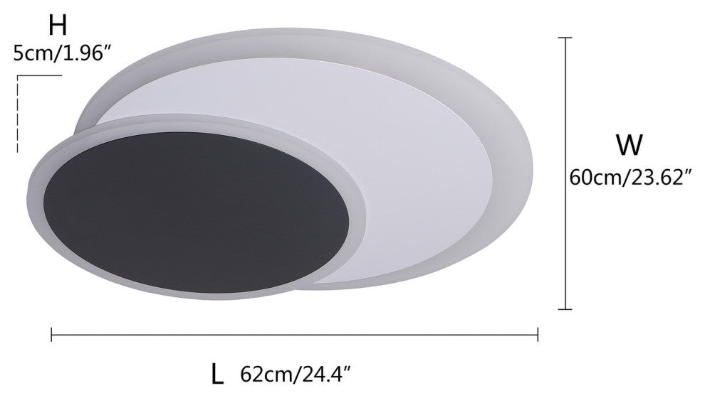 2-Light Unique LED Flush Mount Light Geometric Ceiling Light, Black/White