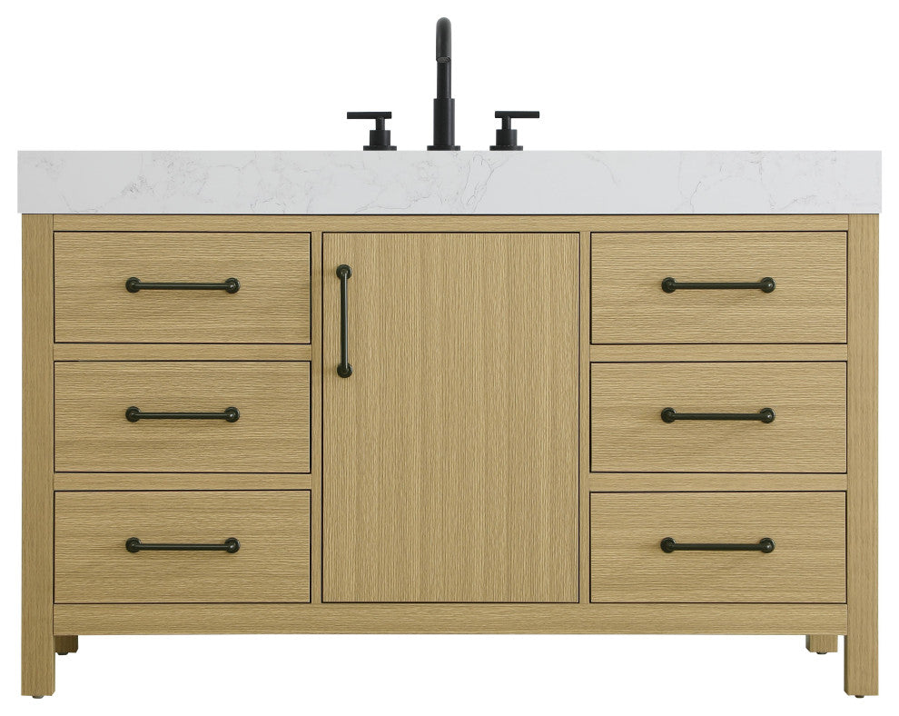 Home Living 54" Single Bathroom Vanity, Honey Brown