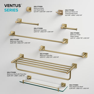 Ventus Bathroom 18" Towel Bar, Brushed Gold