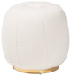 Modern and Contemporary Ivory Boucle Upholstered and Gold Metal Ottoman