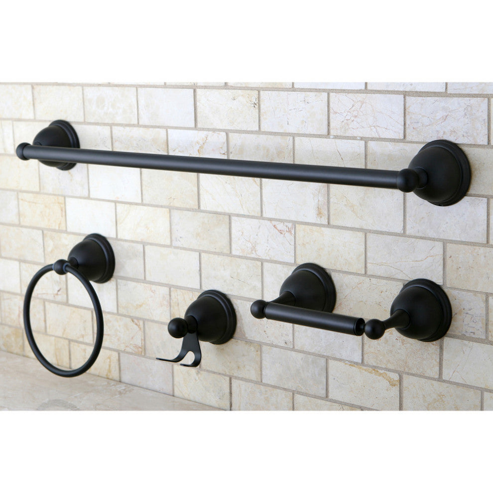 Kingston Brass 4-Piece Towel Bar Bathroom Hardware Set, Oil Rubbed Bronze
