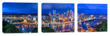 Pittsburgh, Pennsylvania Skyline, 3-Panel Canvas Print Wall Art, 60"x20"