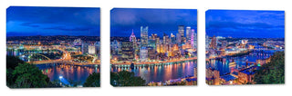 Pittsburgh, Pennsylvania Skyline, 3-Panel Canvas Print Wall Art, 60"x20"