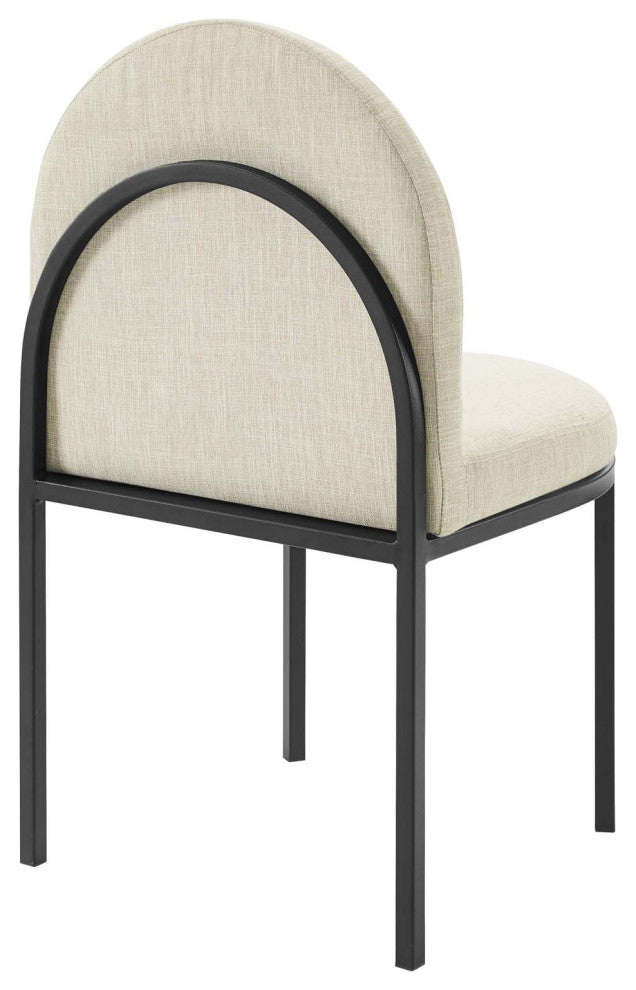 Isla Dining Side Chair Upholstered Fabric Set of 2 - Black Beige
