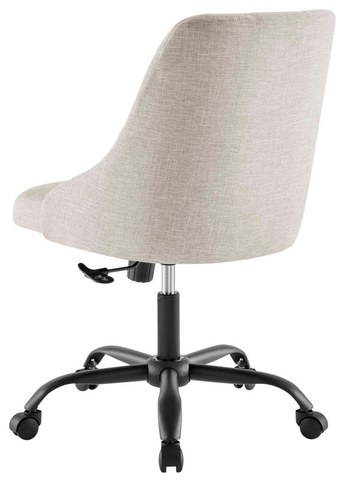 Computer Work Desk Swivel Tufted Chair, Fabric, Black Beige, Modern, Home Office