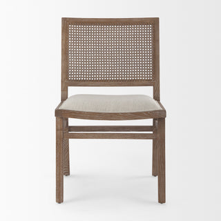 Wynn Cream Fabric With Cane And Light Brown Wood Frame Dining Chair (Set of 2)