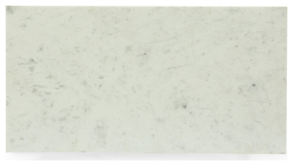 Fairborn Modern Glam Handcrafted Marble Top Desk, White and Gold