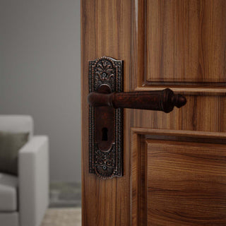 Door Back Plate Oil Rubbed Bronze Solid Brass Beaded With Keyhole 7 1/4" H