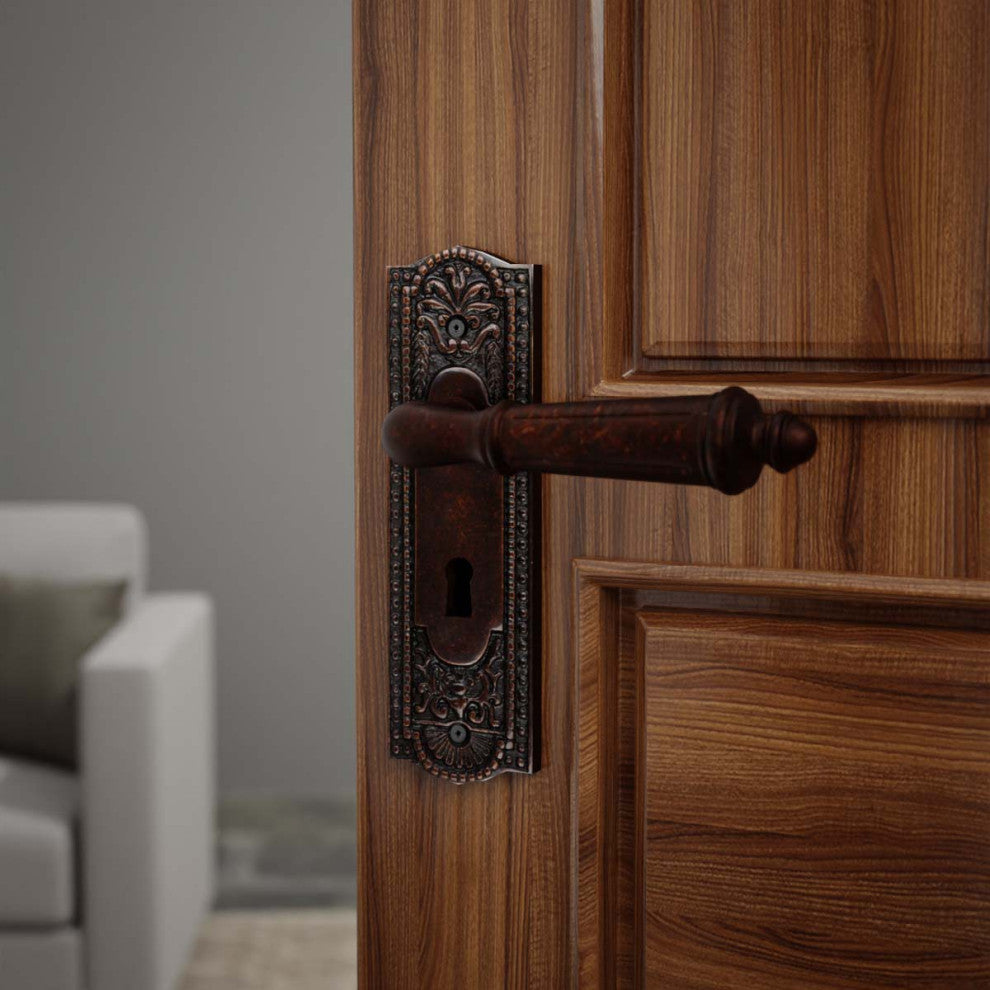 Door Back Plate Oil Rubbed Bronze Solid Brass Beaded With Keyhole 7 1/4" H
