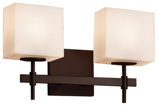 Fusion Union 2-Light Bath Bar, Rectangle, Dark Bronze, Opal Shade