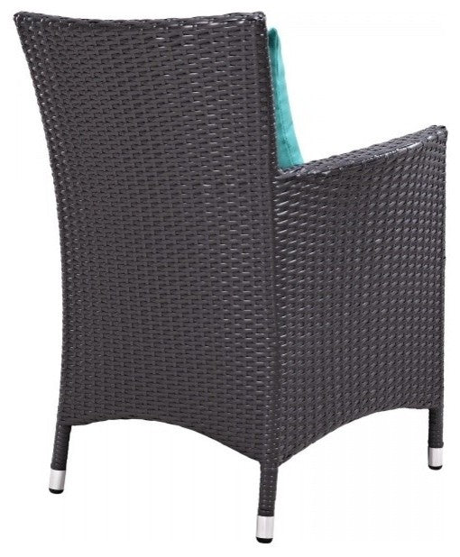 Espresso Turquoise Convene 4 Piece Outdoor Patio Dining Set