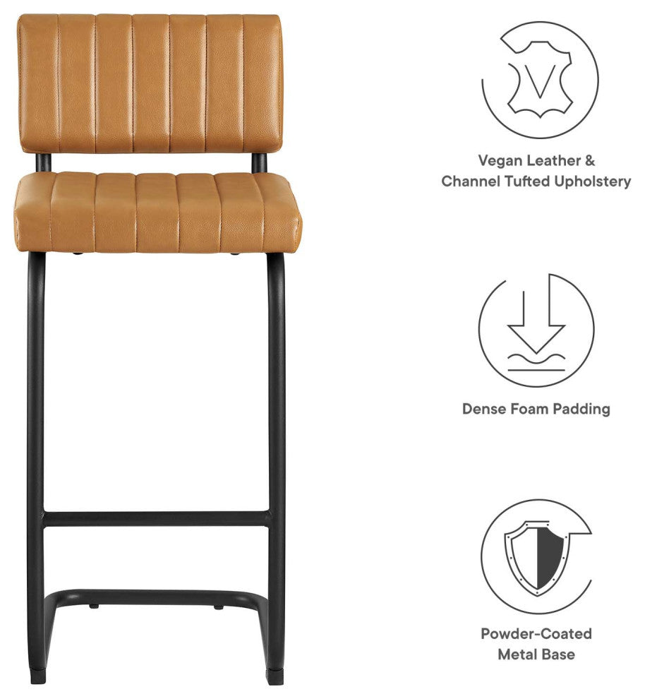Parity Vegan Leather Counter Stools, Set of 2, Black Tan