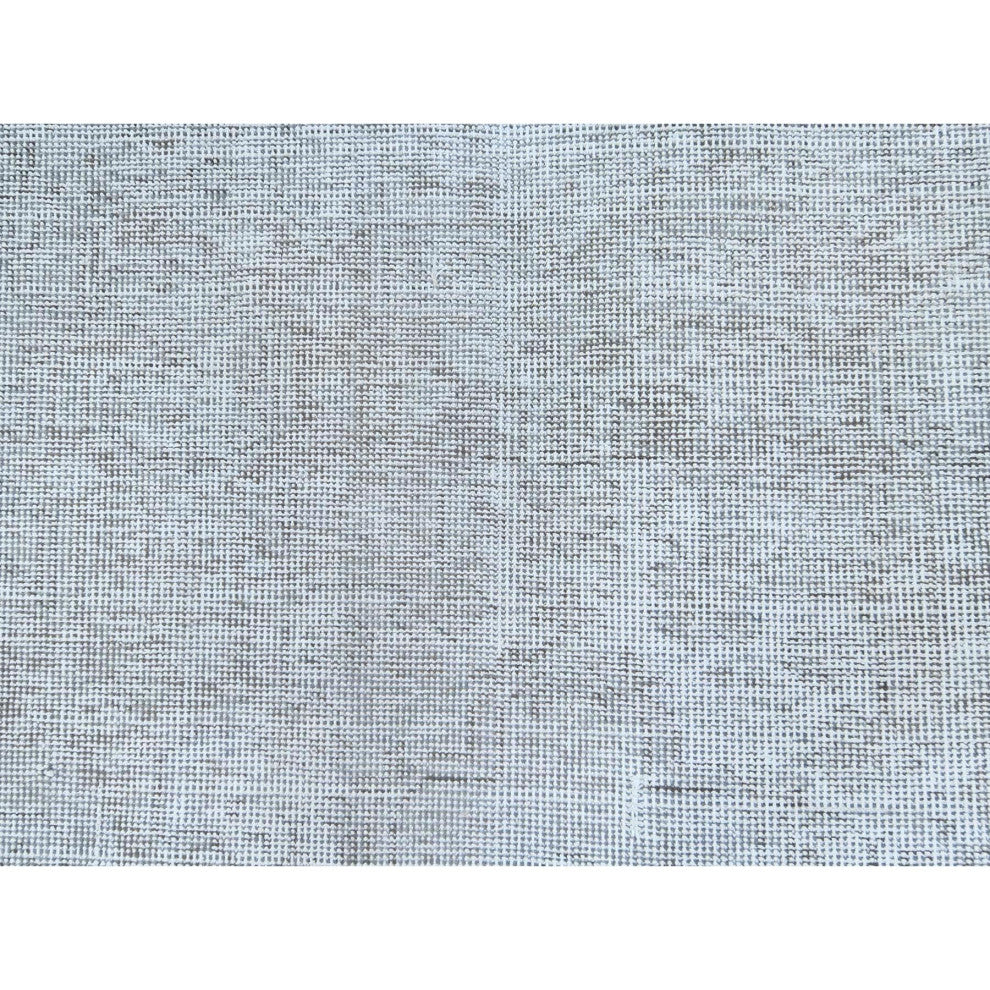 Light Gray, Hand Knotted Vintage Persian Tabriz, Worn Wool Rug, 7'0"x10'2"