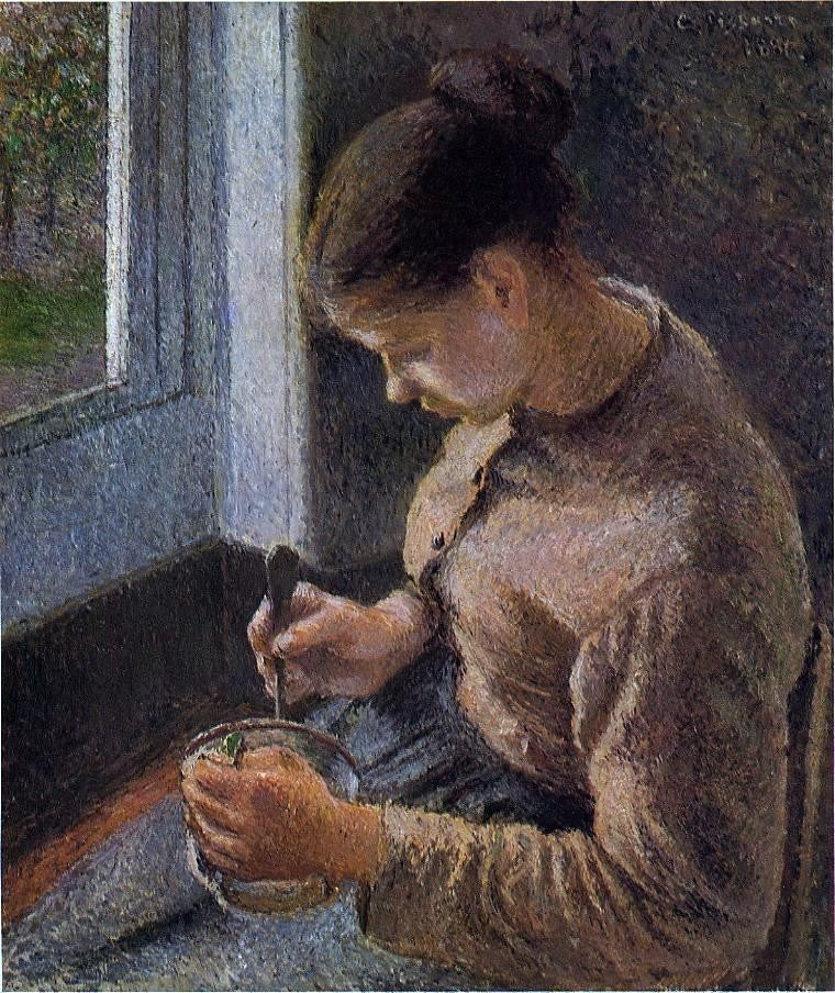 Camille Pissarro Breakfast Young Peasant Woman Taking Her Coffee Wall Decal