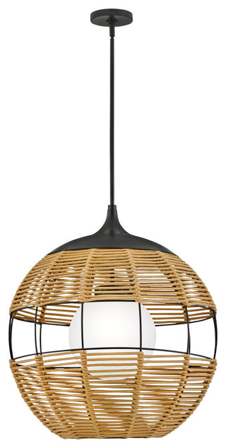 Hinkley Maddox 24.25" Outdoor Large Bohemian Orb Pendant, Black + Natural Nylon