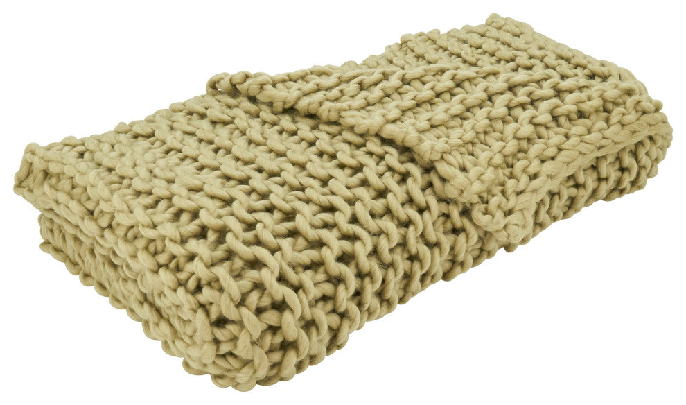 Chunky Knit Design Throw Blanket, Natural, 50"x60"