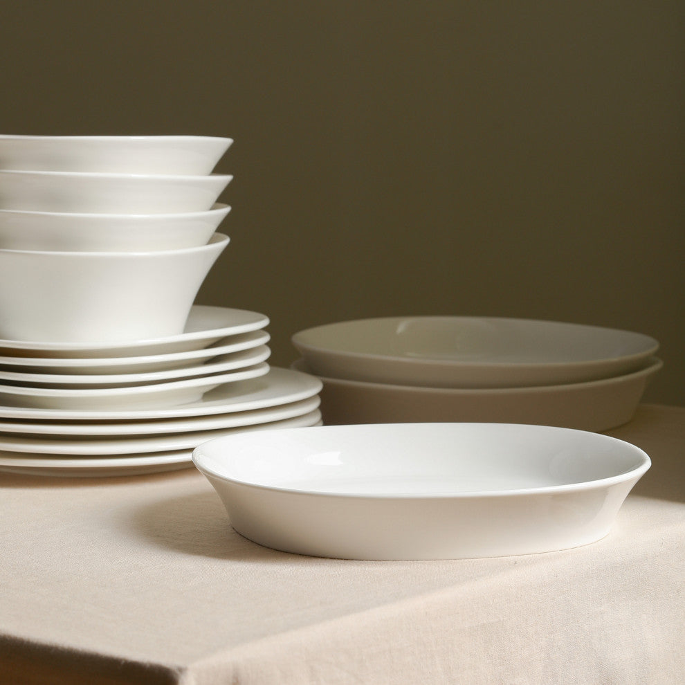 Stone Lain Quadro Porcelain Pasta Bowl Set of 4, White