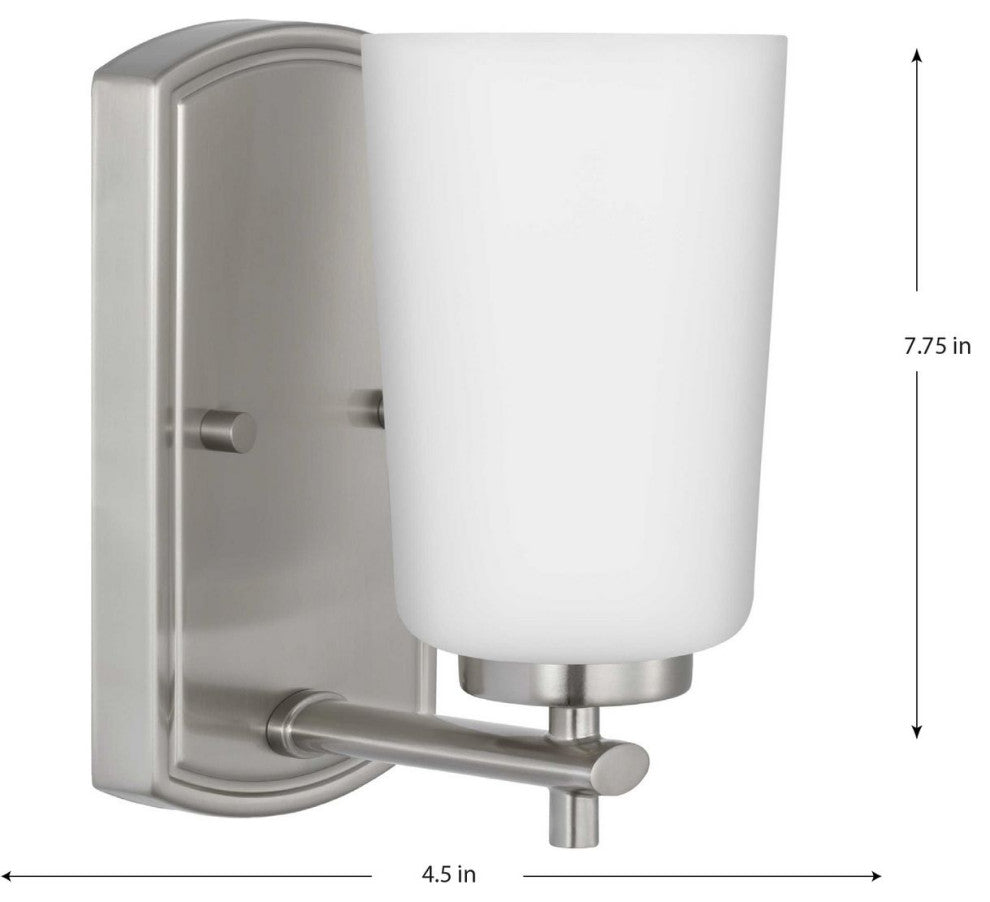 Adley Collection One-Light Brushed Nickel Etched Opal Glass Bath Vanity Light