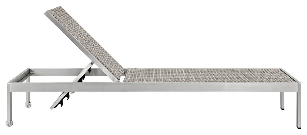 Shore Chaise Outdoor Patio Aluminum Set of 6 EEI-2479-SLV-GRY-SET