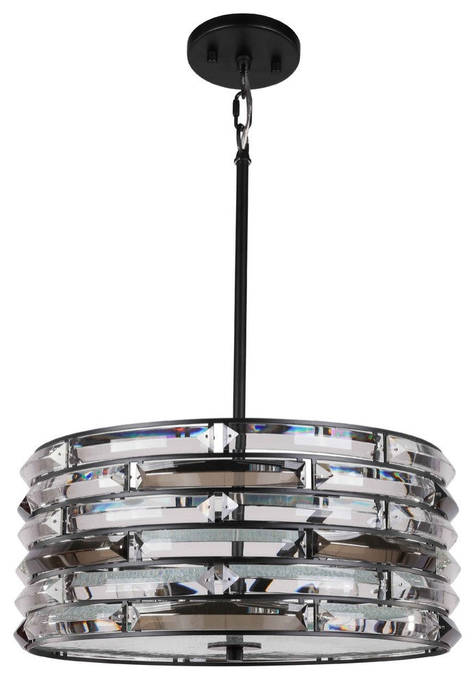 Woodbridge Lighting 159202 Lana Crystal Accent Drum Pendant, Medium, 16.5"d X 12