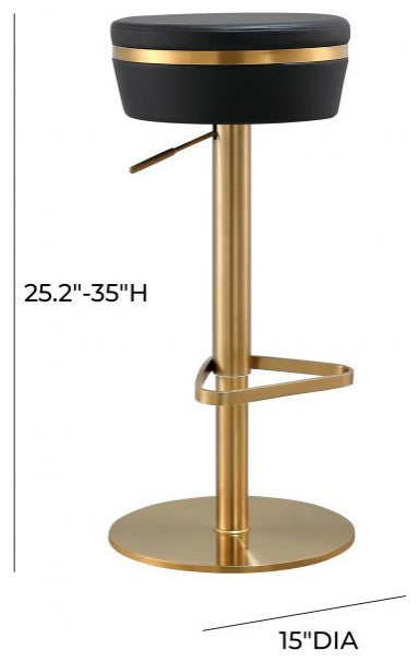 Lexi Adjustable Bar Stool Gold Frame, Black