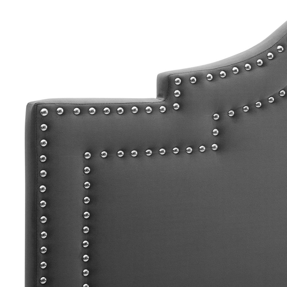 Lucia King/California King Performance Velvet Headboard-Charcoal