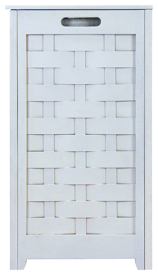 Oceanstar Rectangular Veneer Wood Laundry Hamper with Interior Bag, White