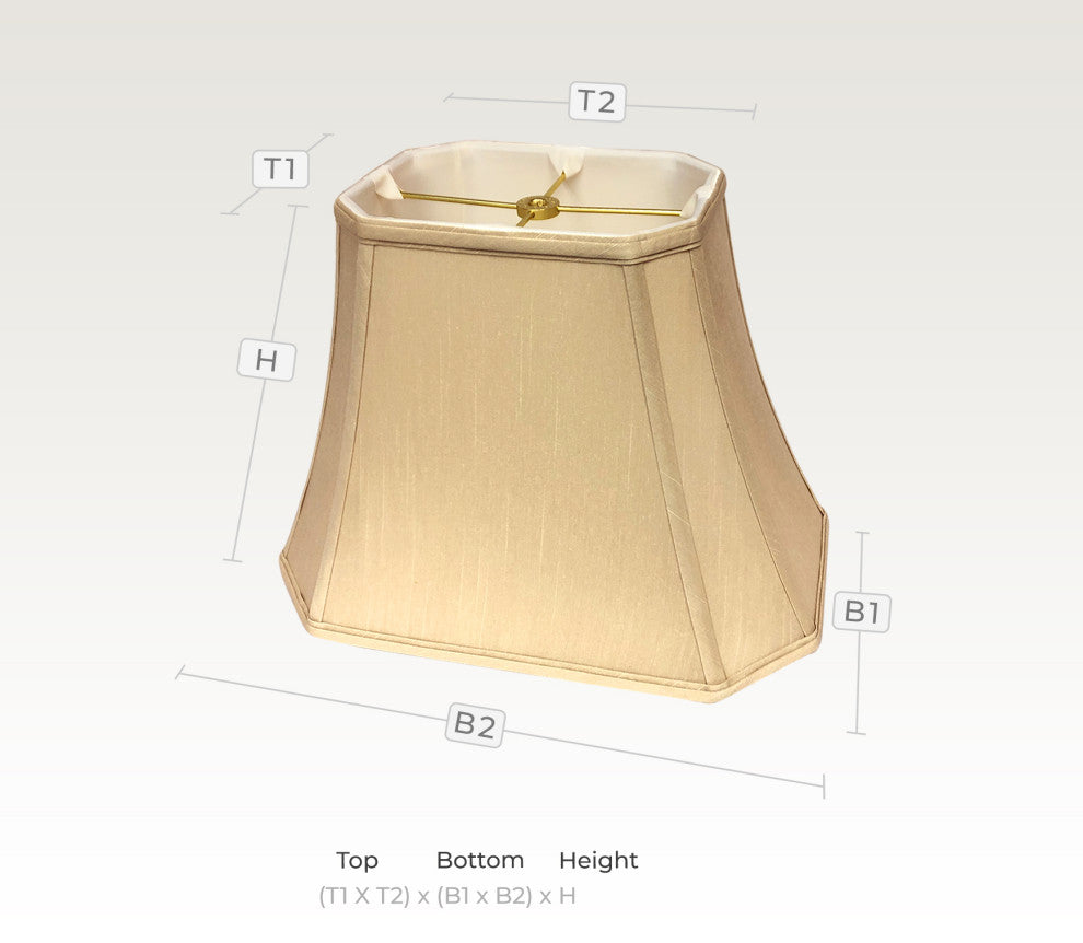 Royal Designs Rectangle Cut Corner Lamp Shade, Beige,, 7x10x(12.25x18x13.25, S