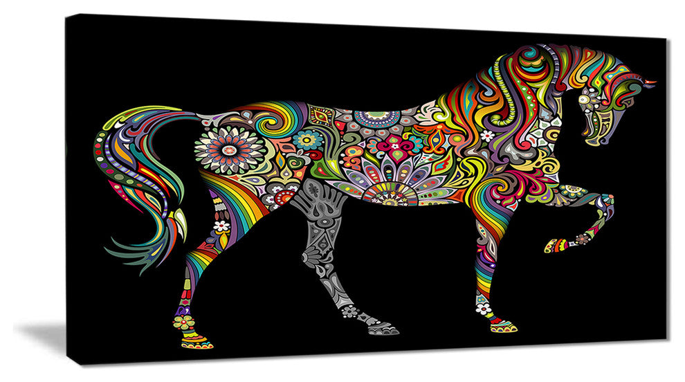 "Horse and Rainbow" Animal Digital Canvas Print, 40"x20"