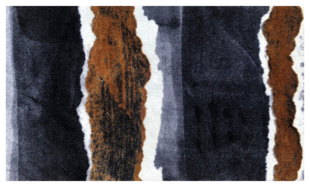 2' x 4' Gray and Brown Abstract Southwest Washable Floor Mat